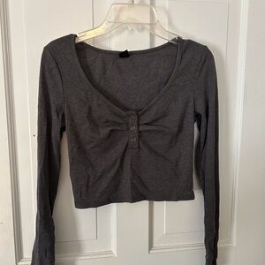 Cropped long sleeve shirt, Shein, XS/2, Dark grey